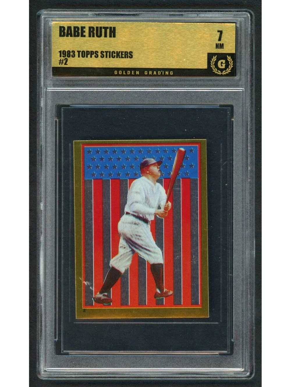 1983 Topps Foil Stickers Babe Ruth #2 Yankees HOF Graded 7 NM